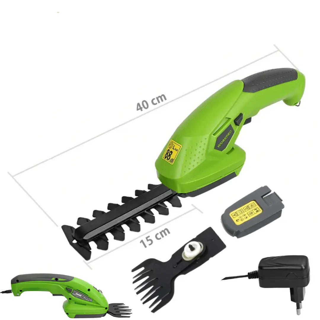 Kabelloser 2-in-1 Strauchschneider mit wechselbaren Klingen