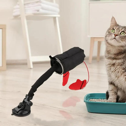 Katzenspielzeug mit Feder & Saugnapf – Fördert Jagdinstinkt & Bewegung