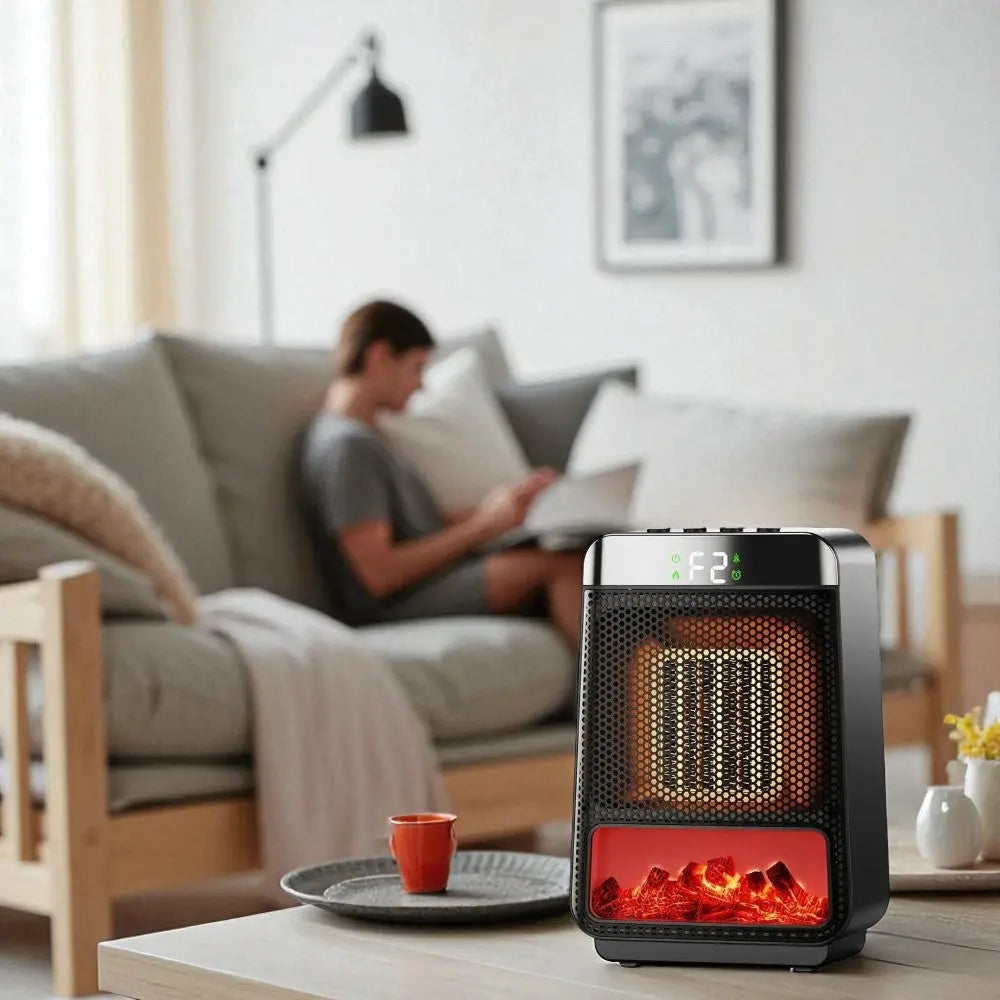 Keramik-Elektroheizer mit Flammeneffekt und Display