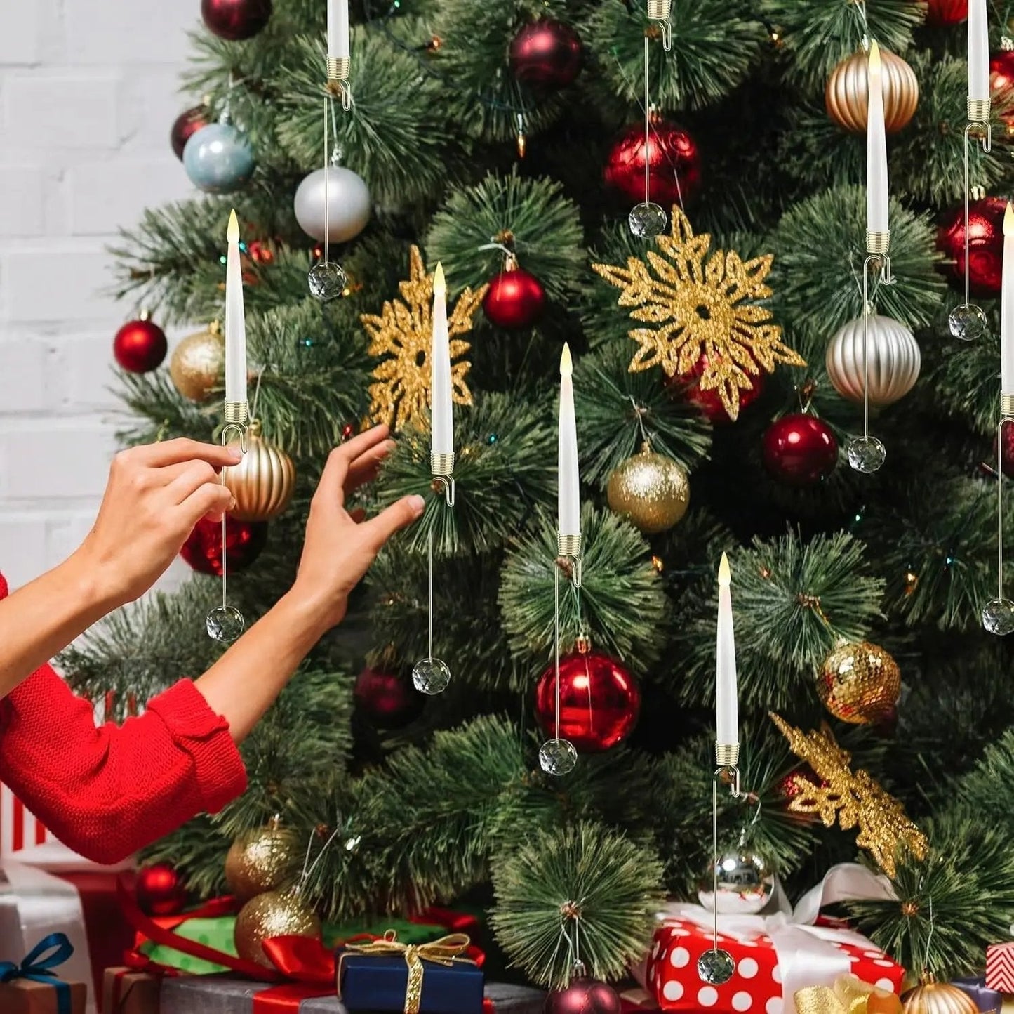 LED-Christbaumkerzen mit Kristallkugel – Realistischer Flammeneffekt