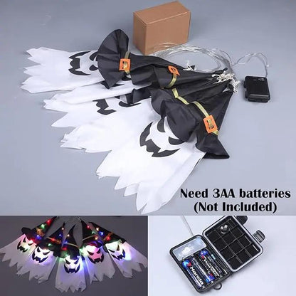 LED-Laternen-Lichterkette mit Geisterhüten, 5er-Set