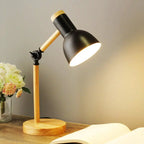 Schreibtischlampe aus Holz und Metall mit LED