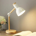 Schreibtischlampe aus Holz und Metall mit LED