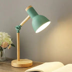 Schreibtischlampe aus Holz und Metall mit LED
