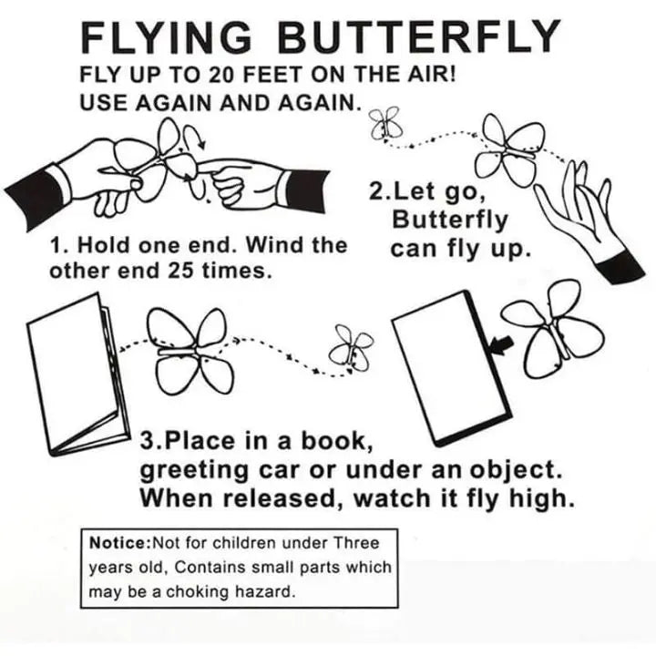 Fliegende Schmetterlinge Papiermit Aufziehmechanik