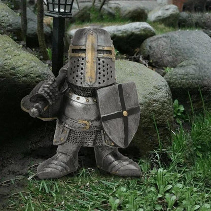 Mittelalterliche Gartenzwerg-Statue – Handbemalte Harz-Wächterfigur