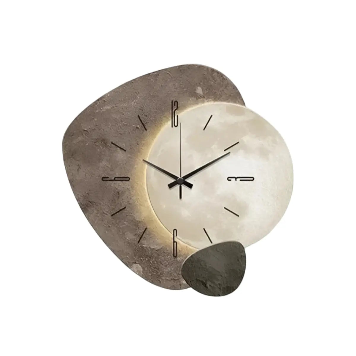 Wanduhr mit Mondmotiv in Beige und Gold