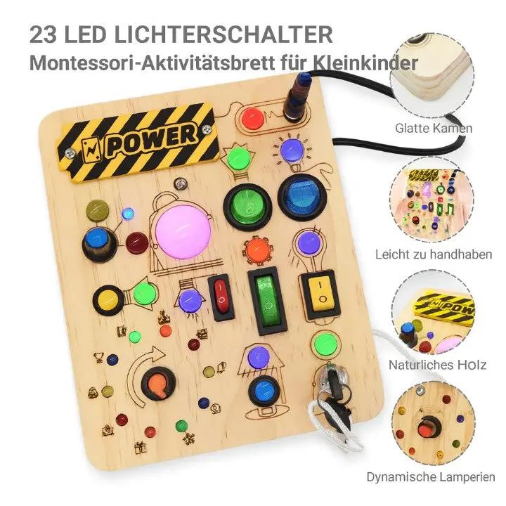 Montessori Holz Aktivitätsbrett – 24 Lernspiele für Kinder