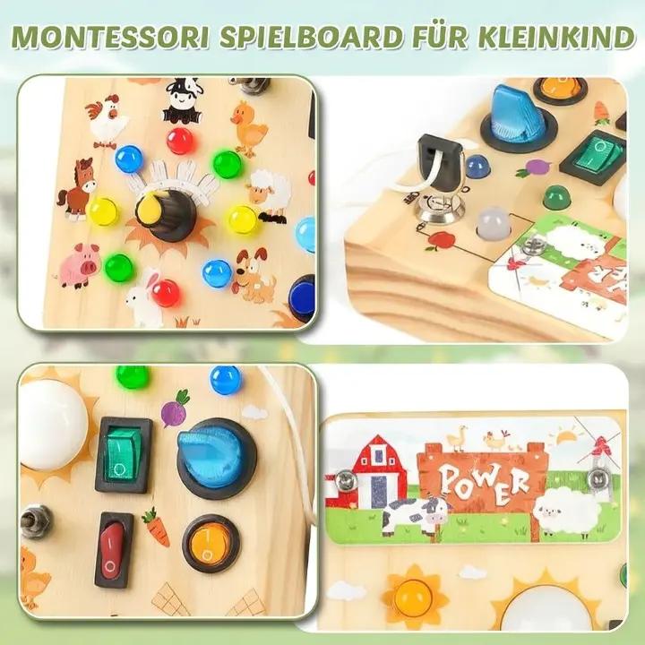 Montessori Holz Aktivitätsbrett – 24 Lernspiele für Kinder