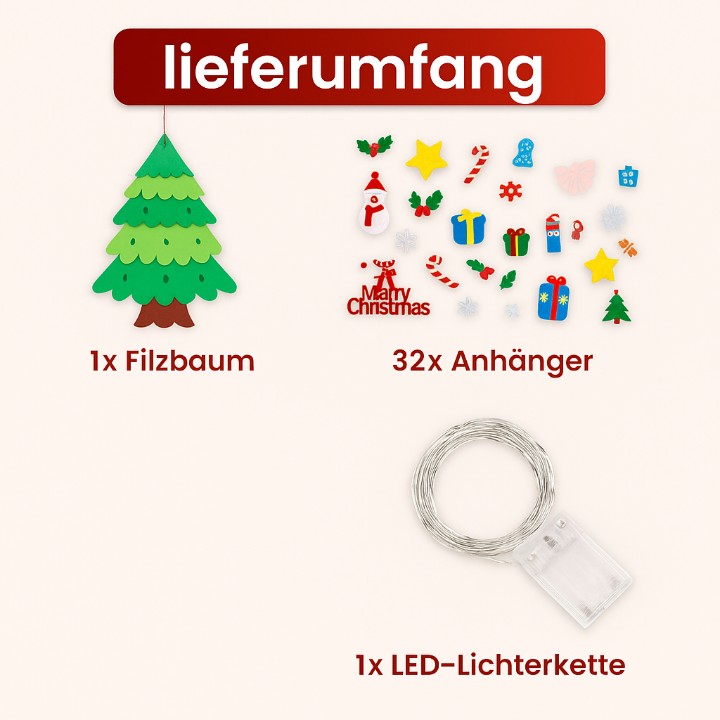 Montessori Weihnachtsbaum mit LED – Sicher & Lernspaß