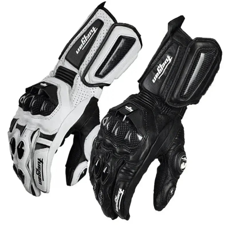 Motorradhandschuhe aus Leder mit Carbonfaser-Protektoren