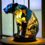 Tier-Nachtlampe im Buntglas-Design mit USB-Anschluss