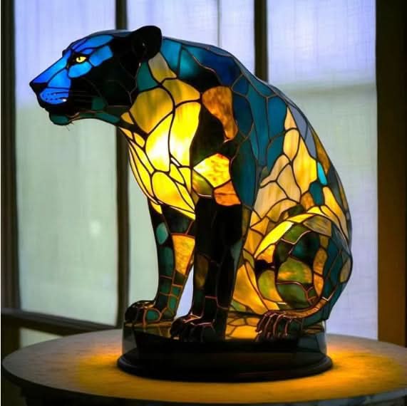 Tier-Nachtlampe im Buntglas-Design mit USB-Anschluss