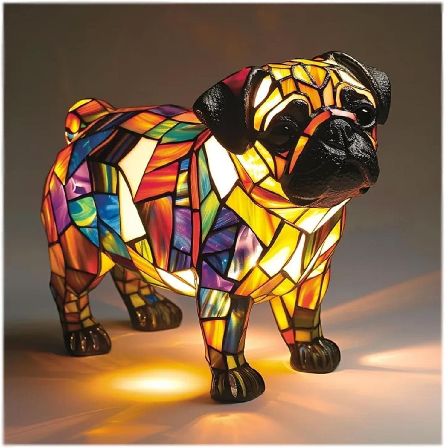 Tier-Nachtlampe im Buntglas-Design mit USB-Anschluss