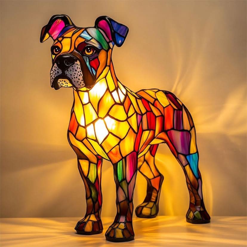 Tier-Nachtlampe im Buntglas-Design mit USB-Anschluss