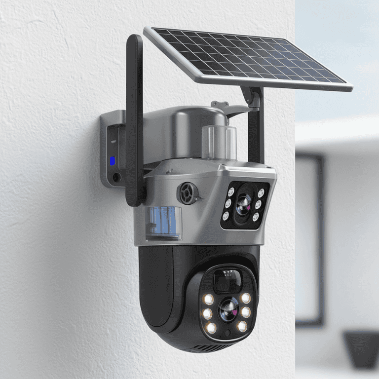 Solar-Überwachungskamera mit Dual-Objektiv und 4K-Auflösung