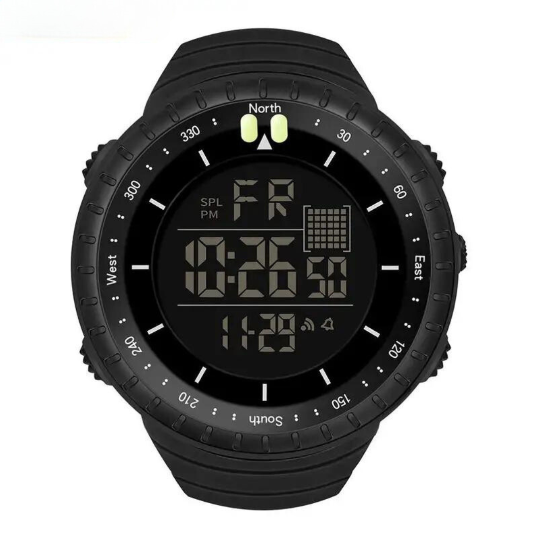Outdoor-Uhr mit Kompass und Nachtbeleuchtung