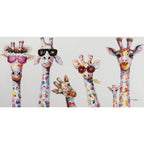 Wandbild Giraffen mit Sonnenbrille – Farbenfrohes Leinwanddruck