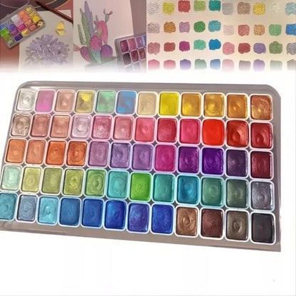 Perlenpulver-Pigment 60 Farben | Schimmernde Aquarellfarben