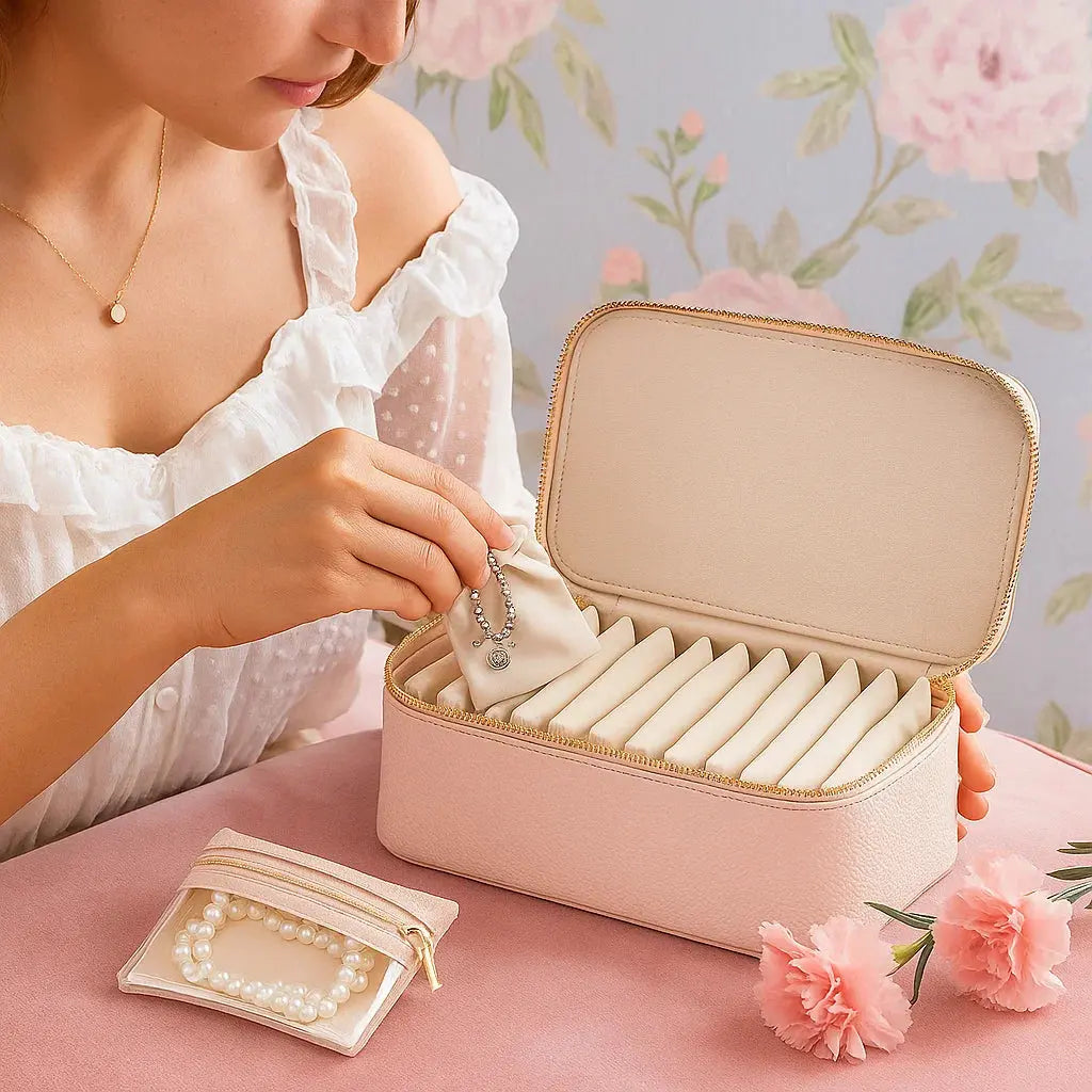 Reise-Schmuckbox mit transparenten Täschchen