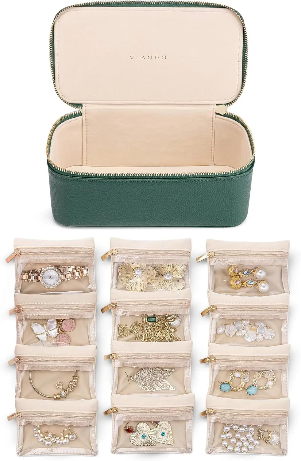 Reise-Schmuckbox mit transparenten Täschchen