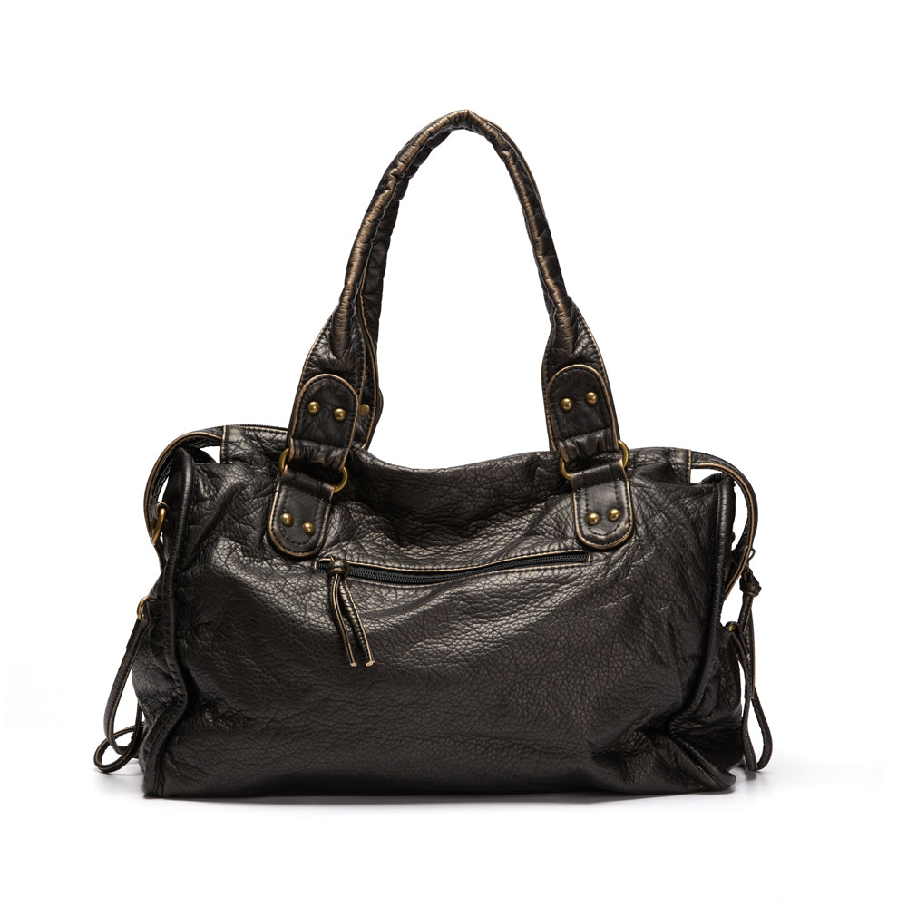 Handtasche aus PU-Leder mit Vintage-Waschung