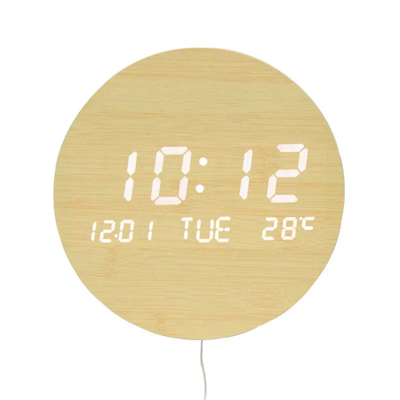 Digital Holz-Tischuhrnit LED-Display und Weckfunktion