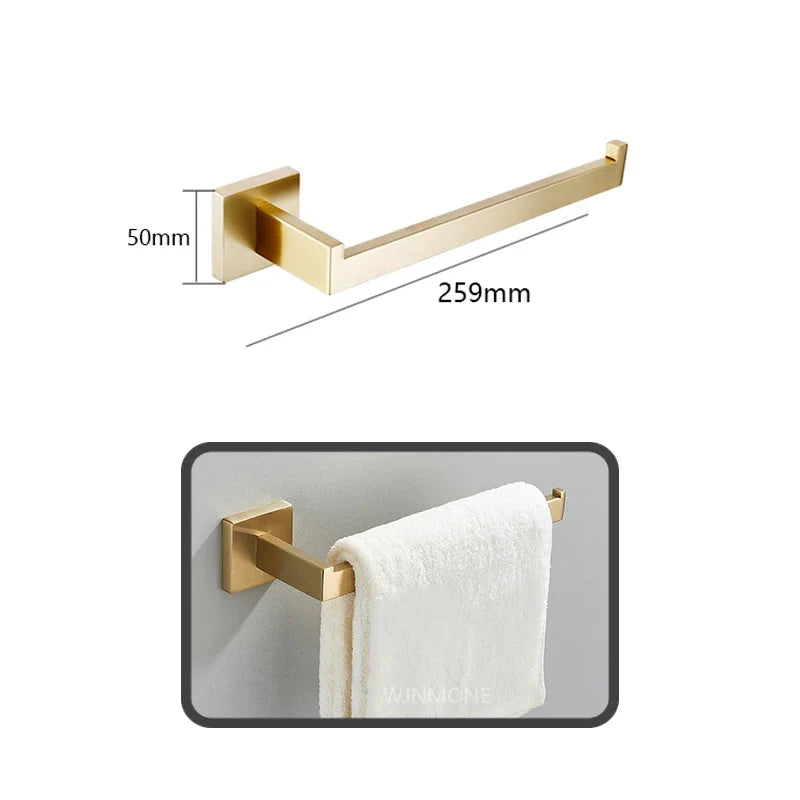 Badezimmer-Accessoire-Set aus Aluminium in Gebürstetem Gold