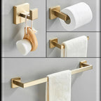 Badezimmer-Accessoire-Set aus Aluminium in Gebürstetem Gold