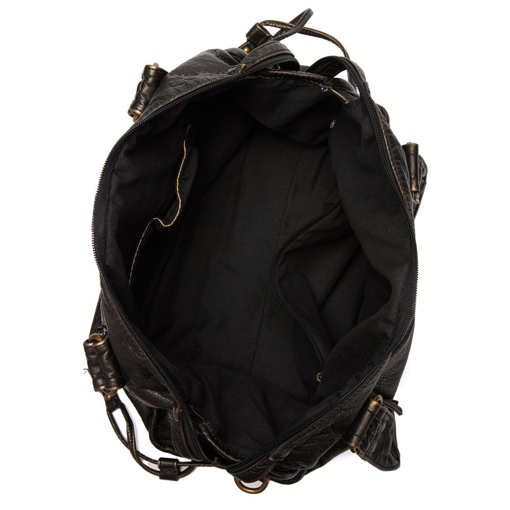 Handtasche aus PU-Leder mit Vintage-Waschung