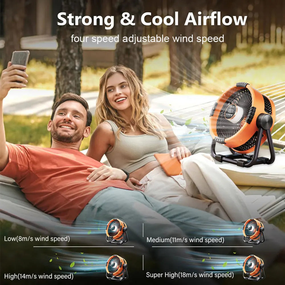 Campingventilator mit 20000mAh Akku und LED-Licht