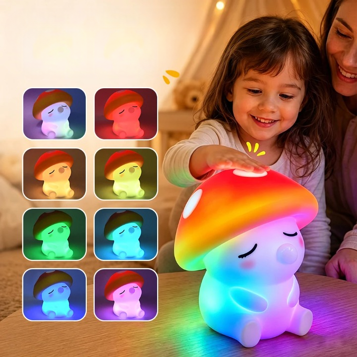 Silikon-Nachtlicht Pilz mit RGB-Farbwechsel und Touch-Funktion