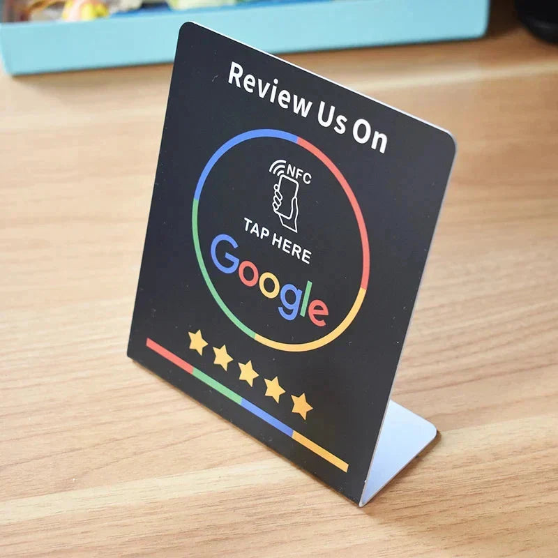 NFC Google Bewertungsaufsteller für Empfang und Tresen