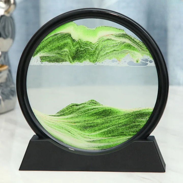 3D Sandbild rund mit fliessender Sandlandschaft