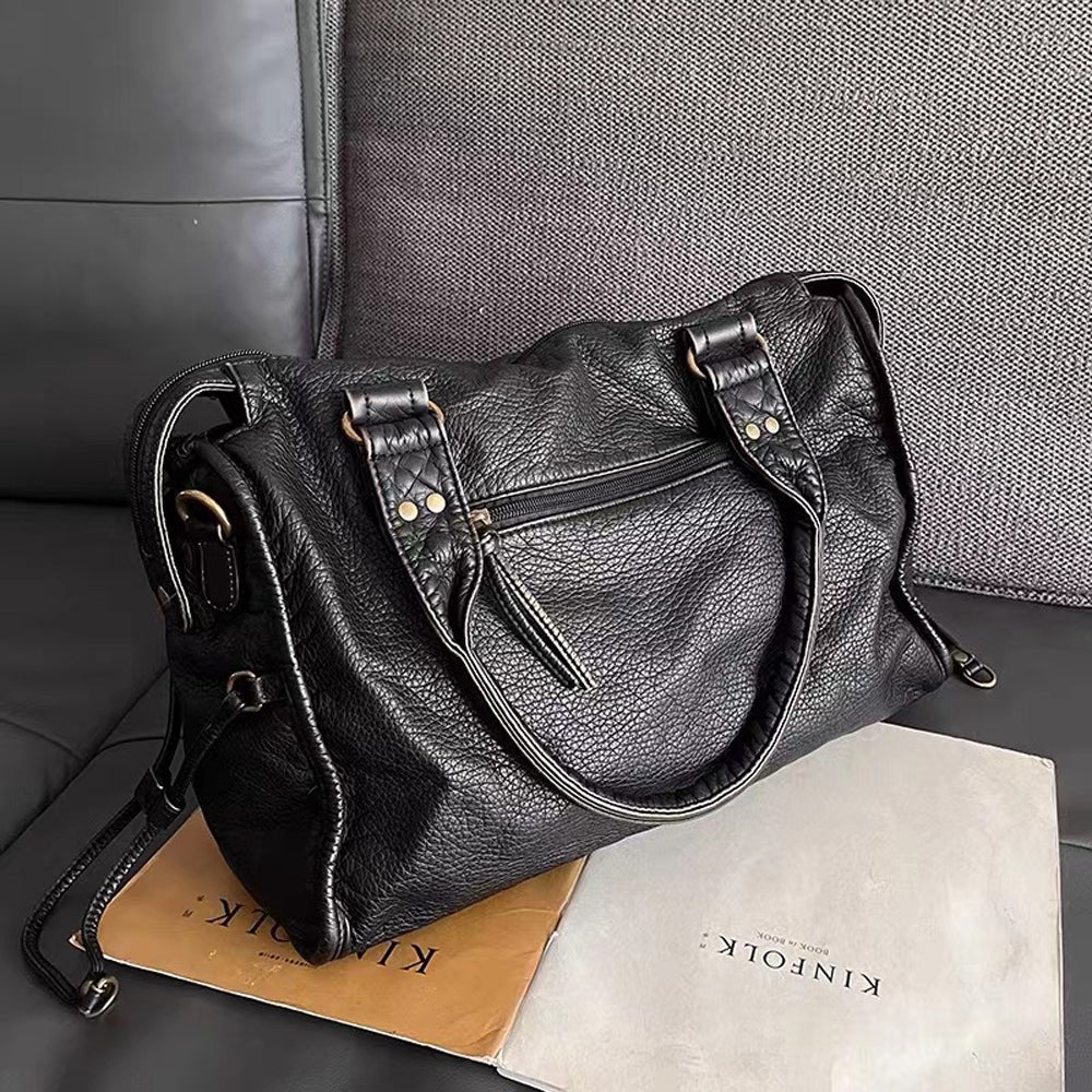 Handtasche aus PU-Leder mit Vintage-Waschung