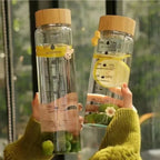 Glasflasche mit Bambus-Deckel und Zeitmarkierung