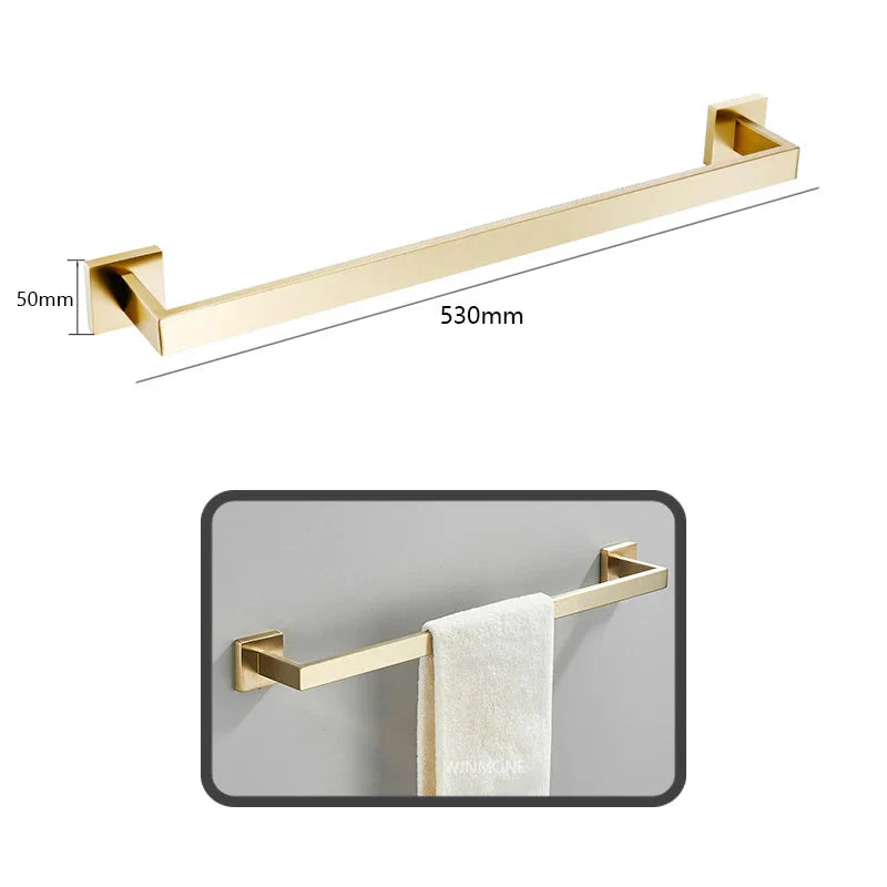 Badezimmer-Accessoire-Set aus Aluminium in Gebürstetem Gold