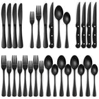 Besteck-Set 24-teilig Edelstahl Schwarz