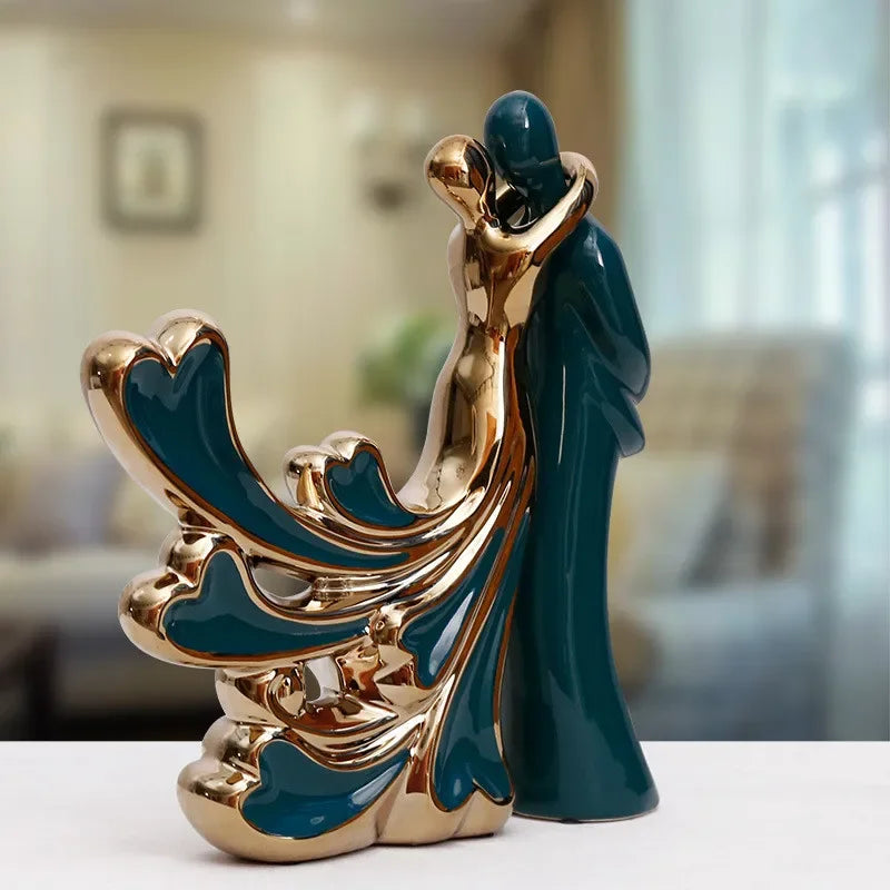 Romantische Paar-Skulptur aus Keramik