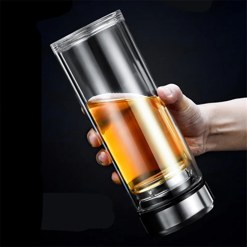 Glas-Teeflasche mit Edelstahl-Teesieb – doppelwandig