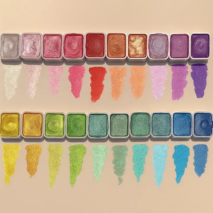Metallic-Aquarellfarben Set mit 20 Farben