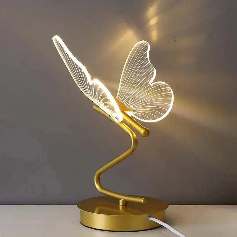 Schmetterling LED-Tischleuchte aus Acryl mit Messingfuß