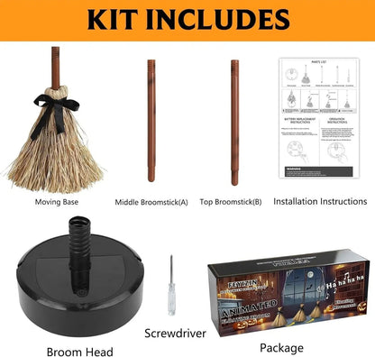 Schwebender Hexenbesen – Lacht, bewegt sich & reagiert auf Geräusche