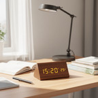 LED-Holzuhr mit Sprachsteuerung und Wecker