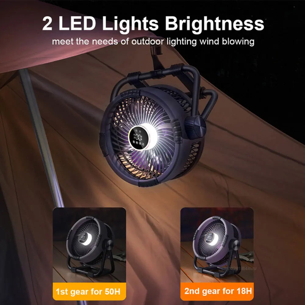 Campingventilator mit 20000mAh Akku und LED-Licht