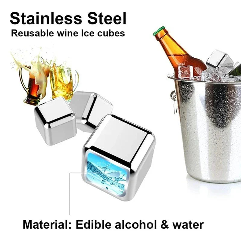 Edelstahl-Eiswürfel wiederverwendbar mit Zange,