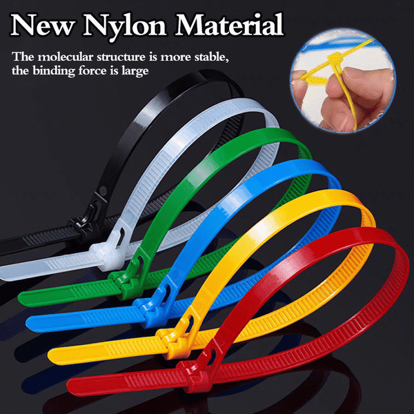Kabelbinder aus Nylon – wiederverwendbar, selbstverriegelnd - 100er-Set