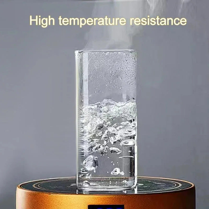 Glasbecher mit Deckel und Strohhalm – Eckige Form
