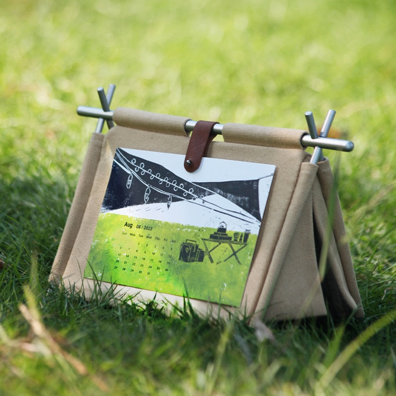 Camping Zelt-Tischkalender mit Stoffbezug