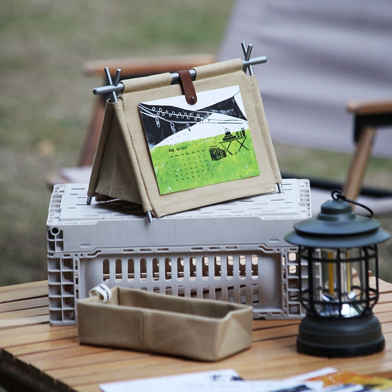 Camping Zelt-Tischkalender mit Stoffbezug